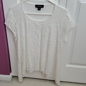 Karen kane lace white tshirt L